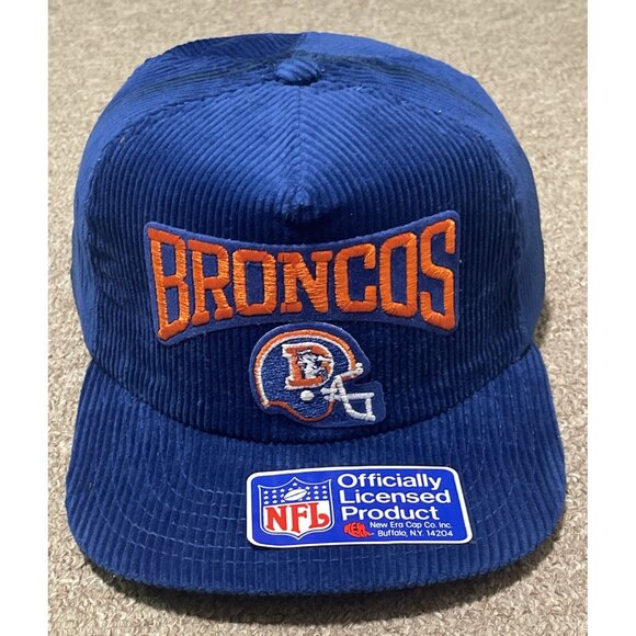 Vintage 80s New Era NFL Pro Model Corduroy Snapback Hat Denver Broncos New NOS
